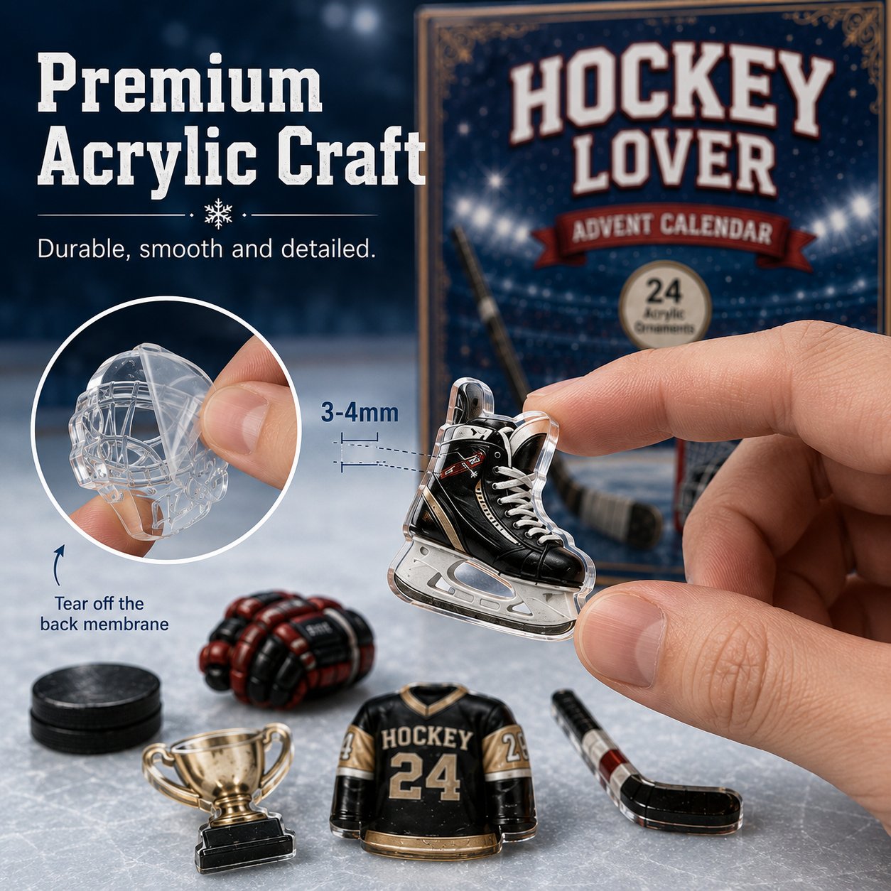 Hockey Acrylic Ornament Details