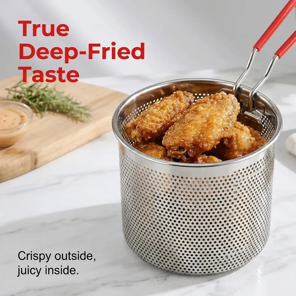 Crispy fries chicken and snacks prepared by deep frying