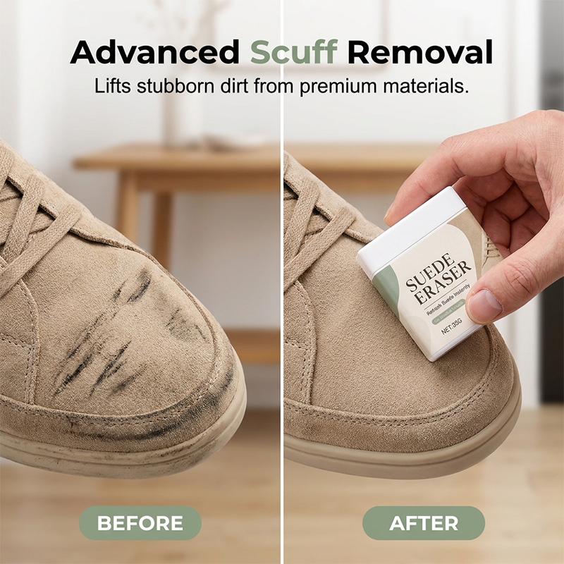 Advanced scuff removal block restoring suede texture easily