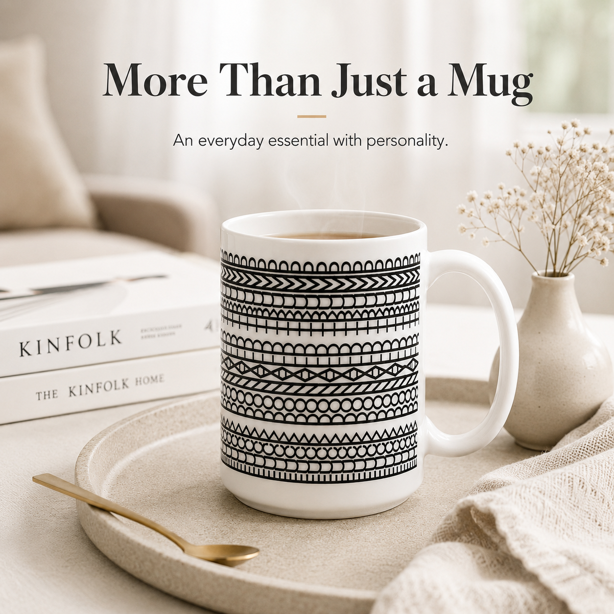 Complete patterned ceramic mug dimensions and packaging