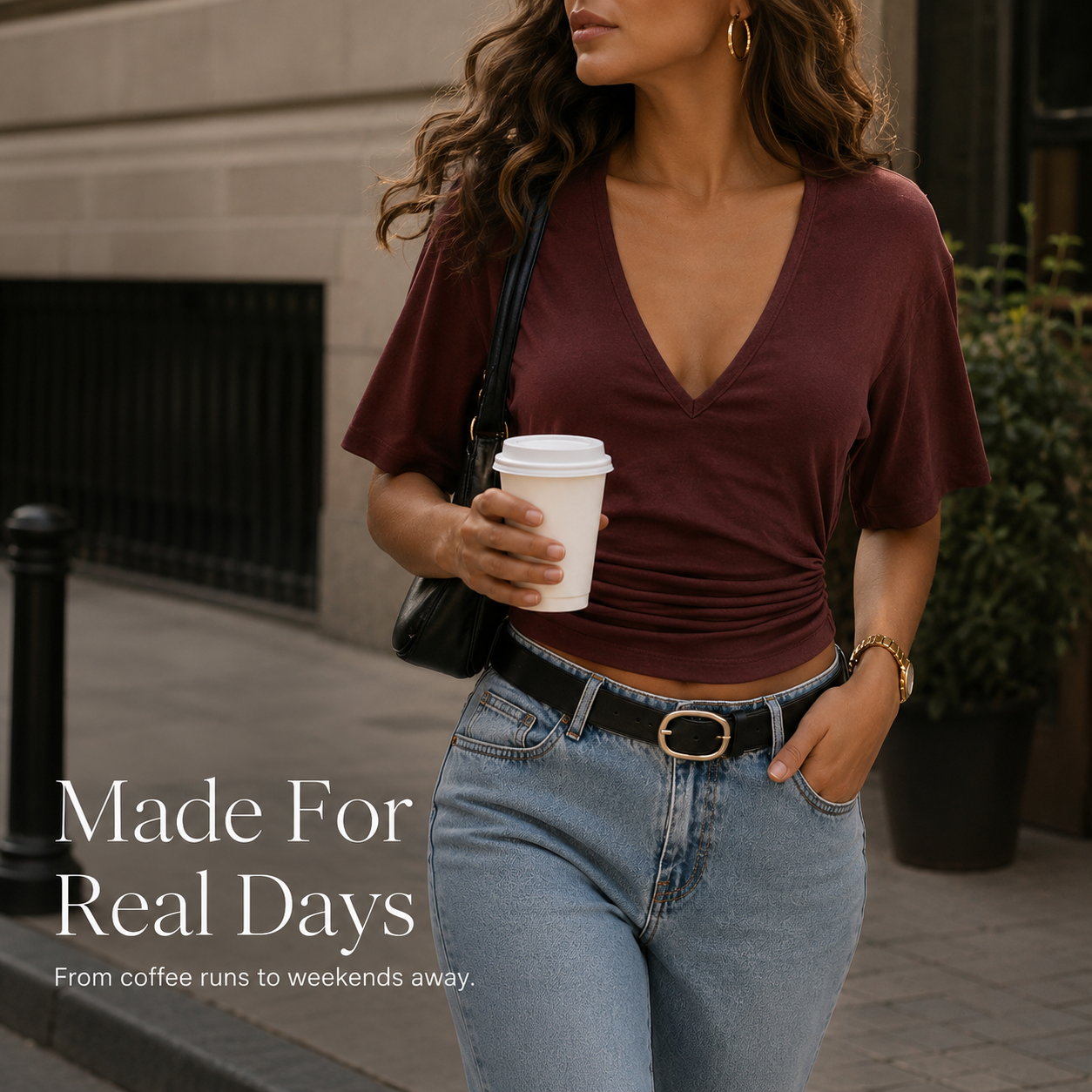 V-neck tee detail