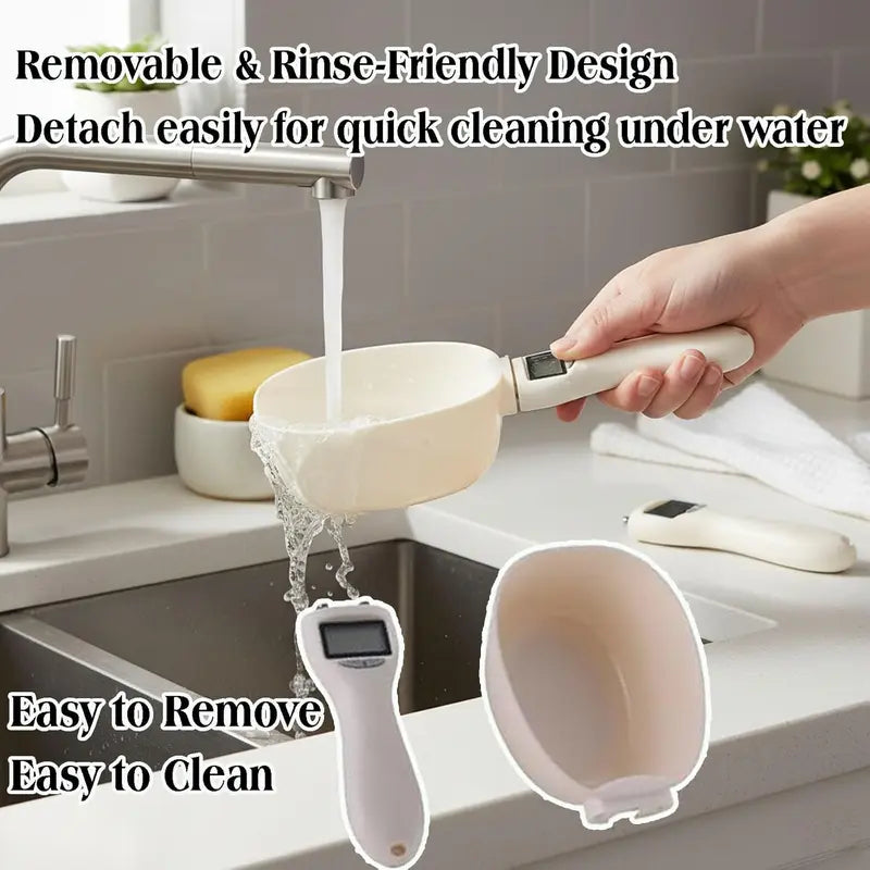 Digital measuring spoon for coffee grains liquids and pet food