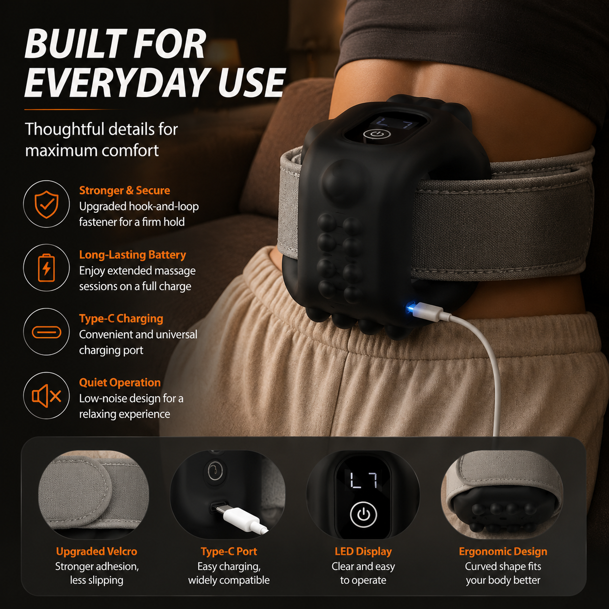 Targeting leg muscles and calves with handheld massager