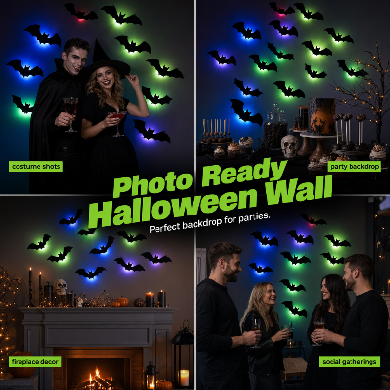 Photo ready Halloween bat wall decor party backdrop for costume photos