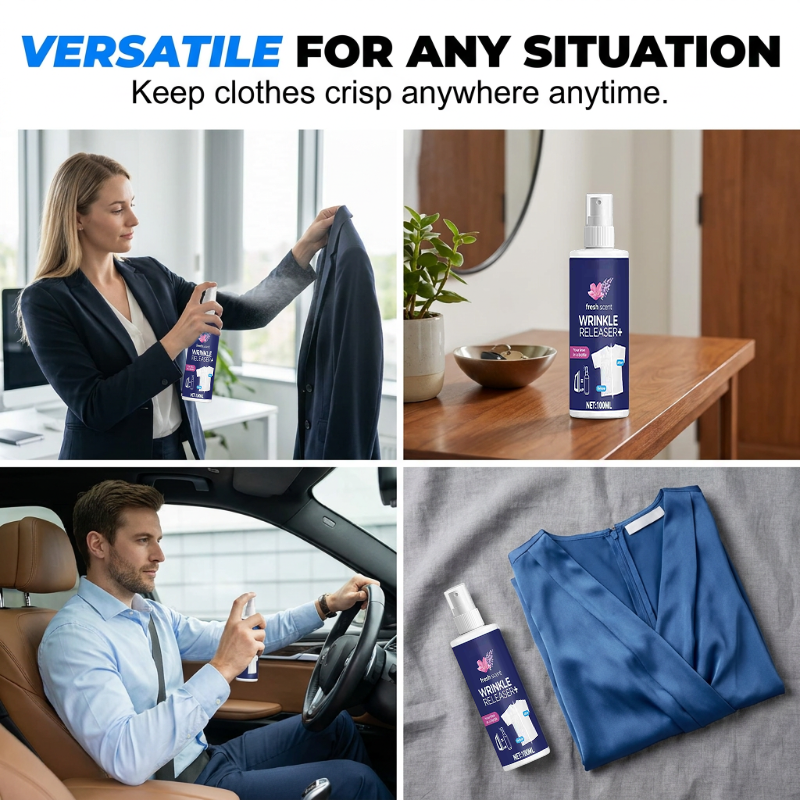 Safe wrinkle release spray applied on premium delicate clothes