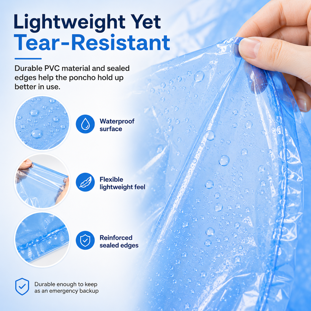 Lightweight waterproof PVC rain poncho material