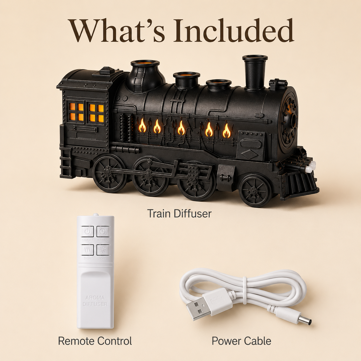 Train diffuser glowing warmly at night