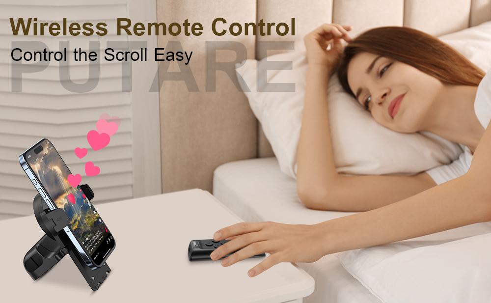 [DealsForYouDays] PUTARE Remote Control for TikTok Scrolling with Phone Stand, Wireless Page Turner, Selfie Camera Shutter Video Recording for iOS Android, Cellphone Selfie Accessory SummerWins