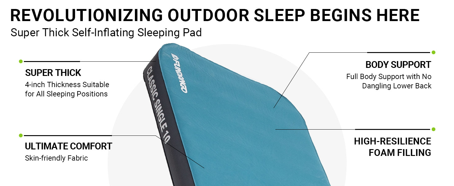 FUNDANGO Self Inflating Sleeping Pad Memory Foam Camping Mattress