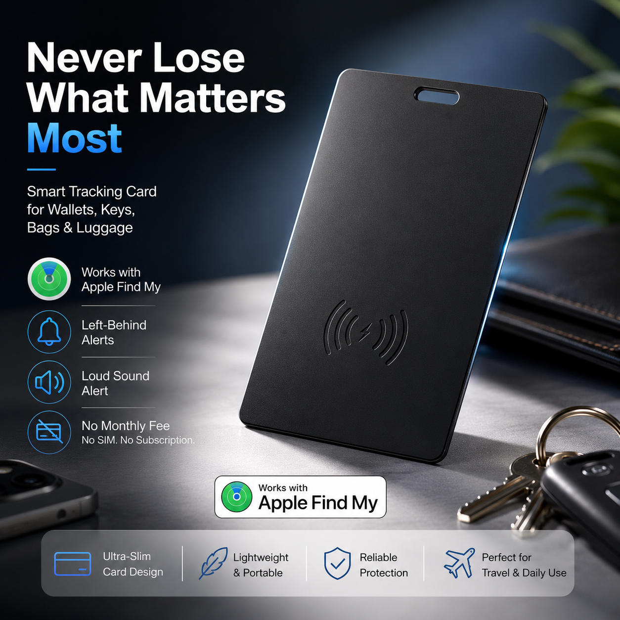 Ultra slim wallet tracking card design