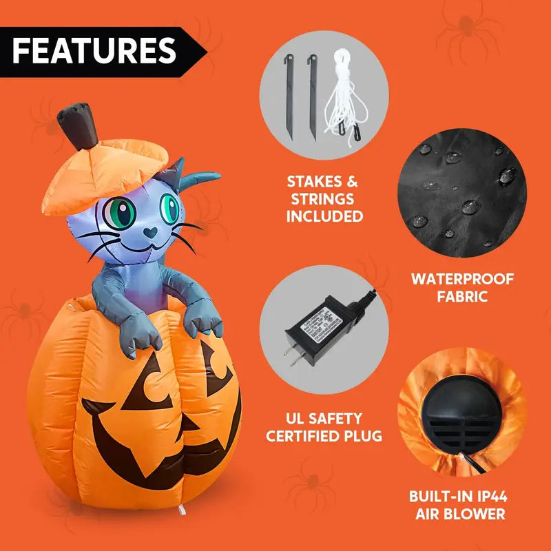 Water-resistant fabric and stitching details on Halloween inflatable decoration