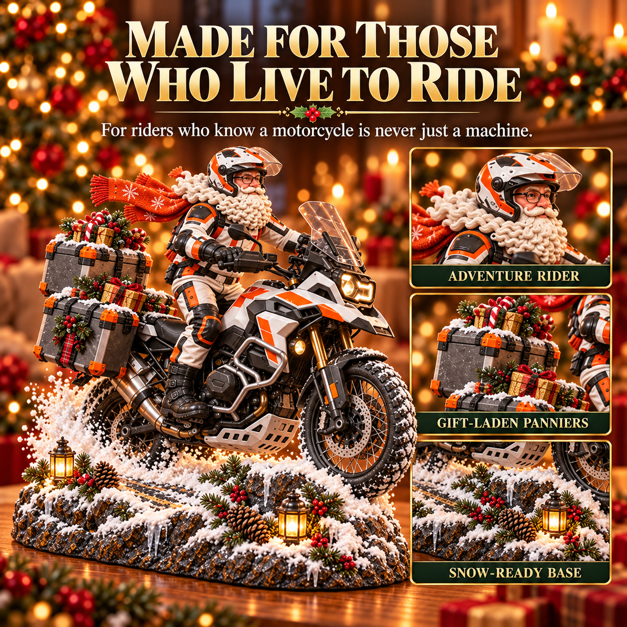 Adventure Santa motorcycle collectible detail