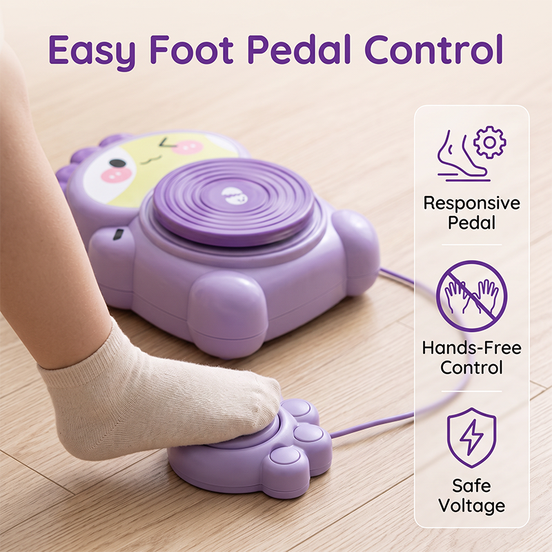 Foot pedal control for kids pottery wheel