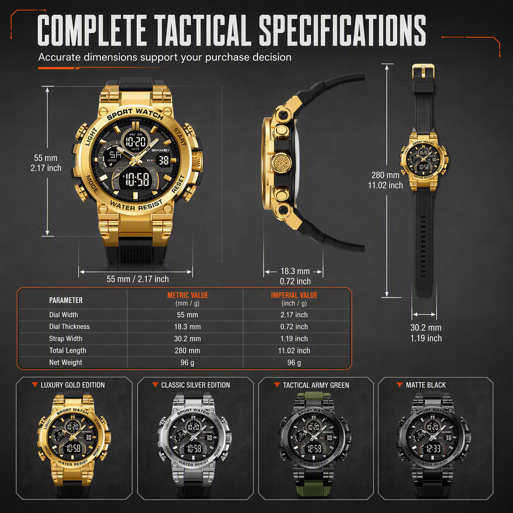 Complete tactical specifications and color variants