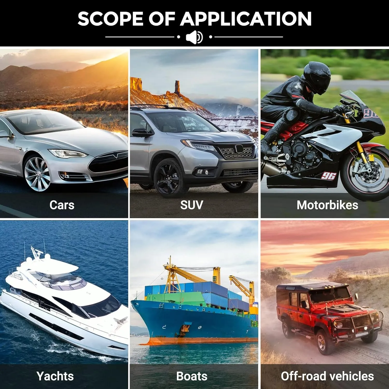 Universal installation fit layout across pickups trains motorcycles