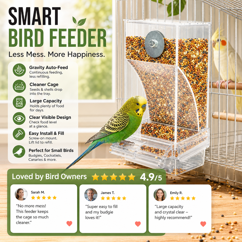 Large capacity automatic parrot feeder with pet birds