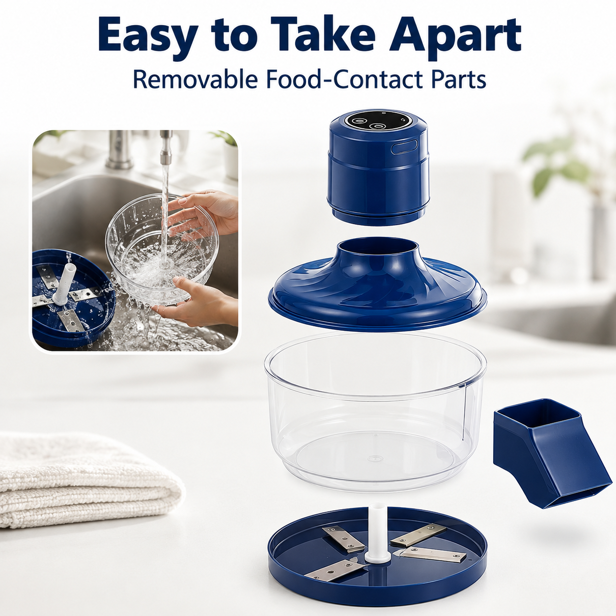 Blue and white color variants of electric peeler machine
