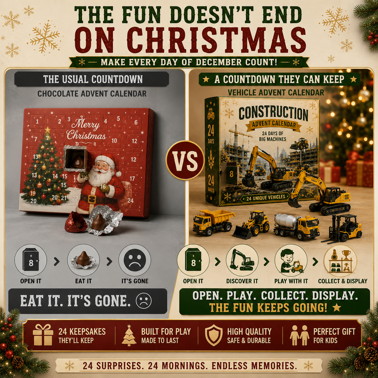 Vehicle Advent Calendar Versus Ordinary Countdown