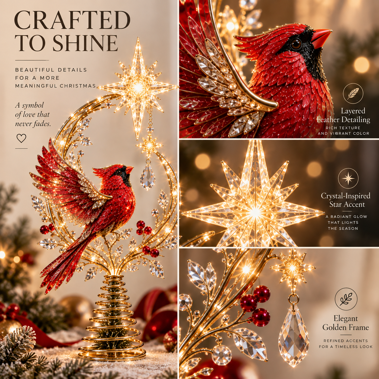 Cardinal Heaven's Light Tree Topper details