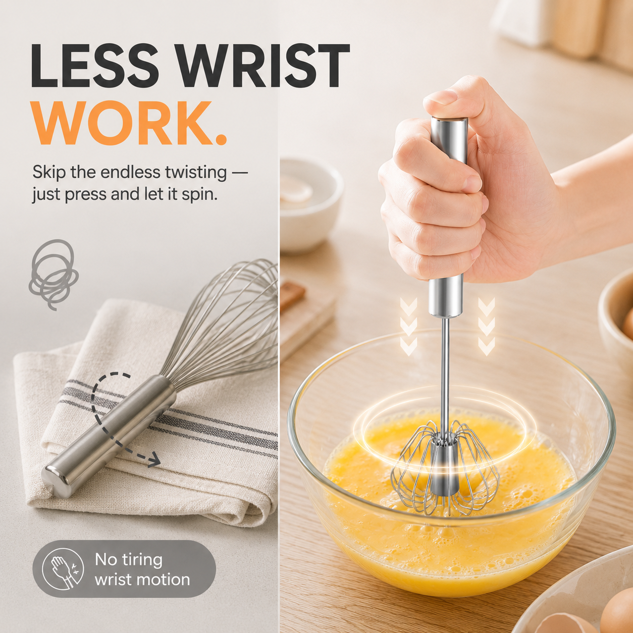 How push rotary whisk works