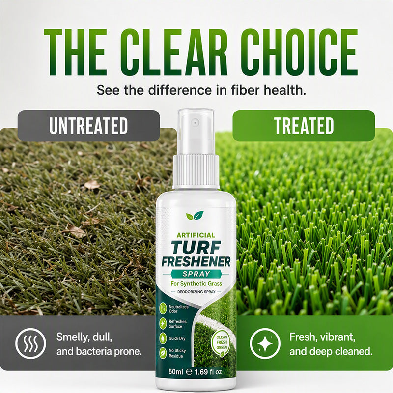 Artificial turf freshener compared with water only cleaning
