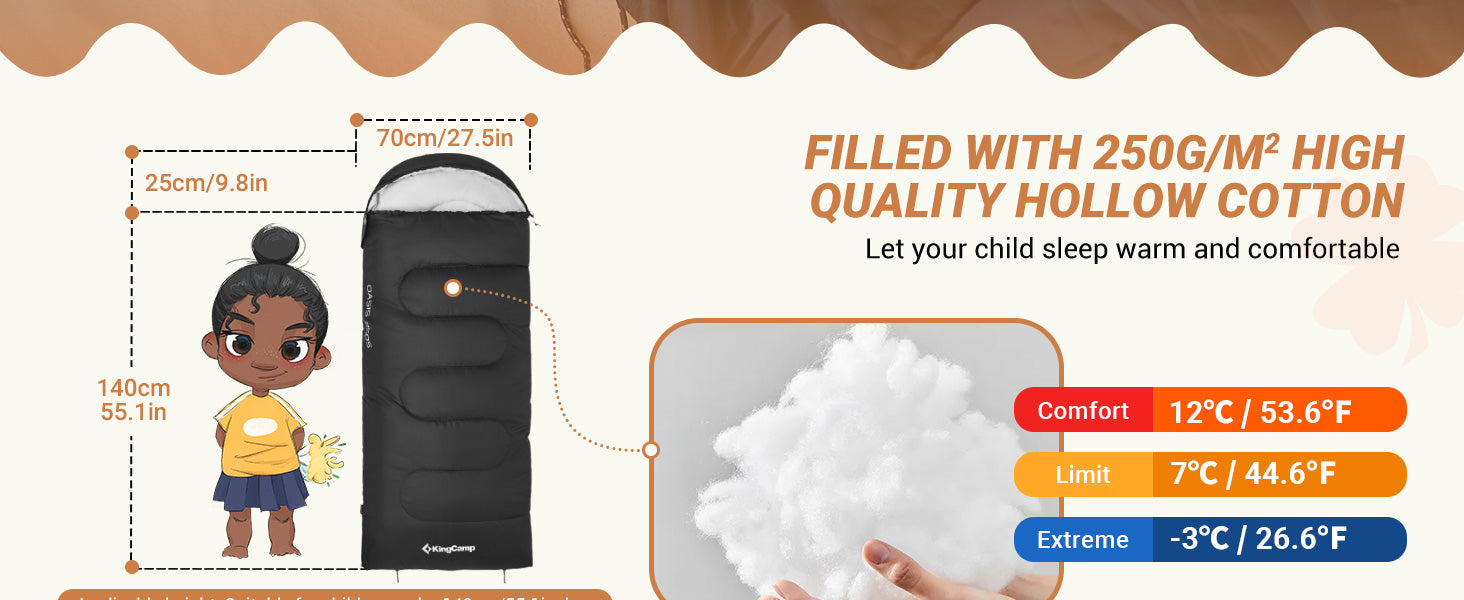 KingCamp Oasis 250S Sleeping Bag-Envelope With Hood