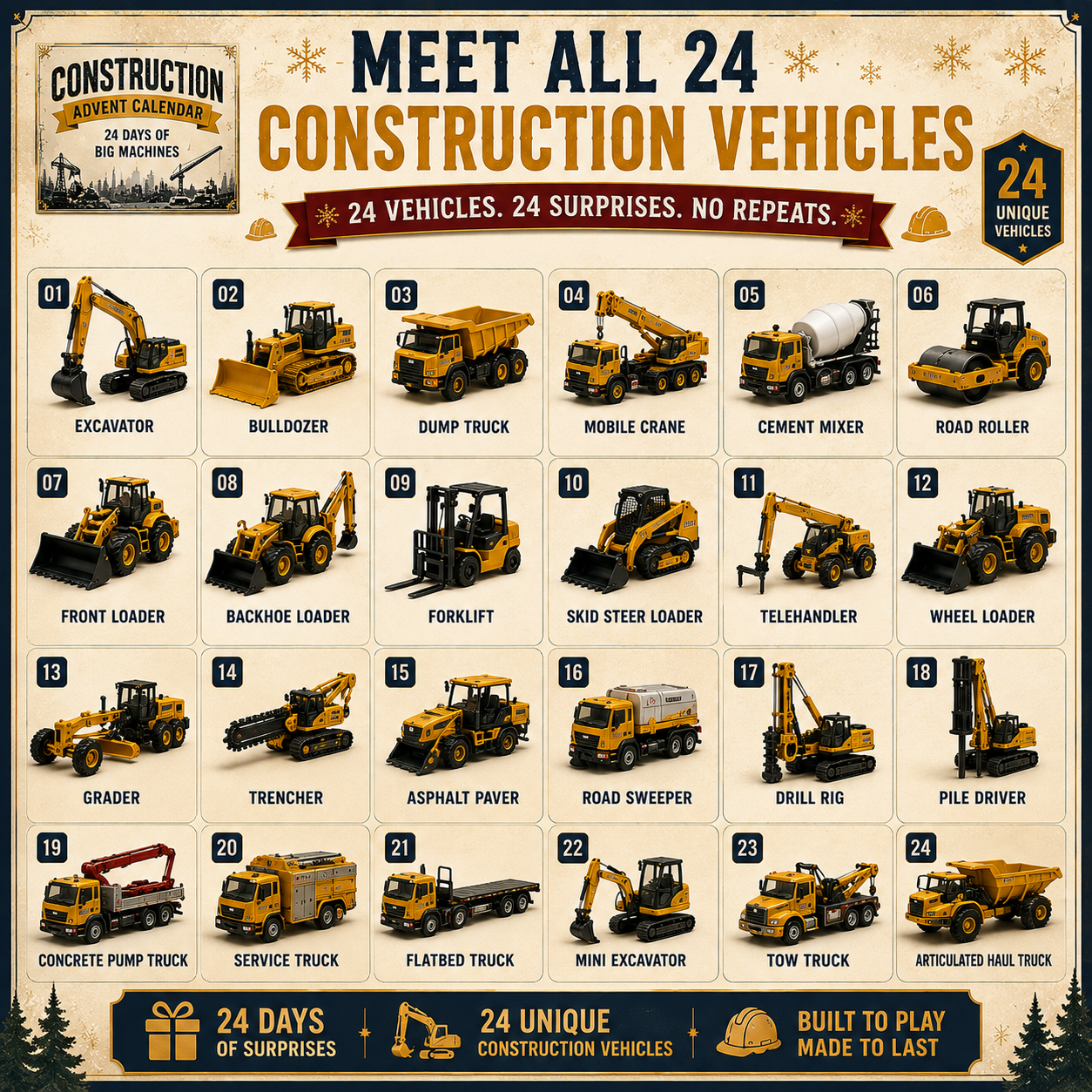Construction Vehicle Advent Calendar