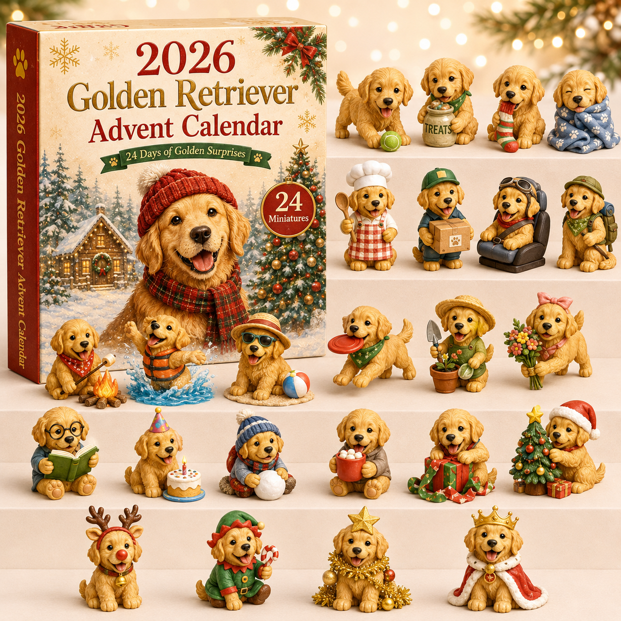 2026 Golden Retriever Advent Calendar with 24 miniatures