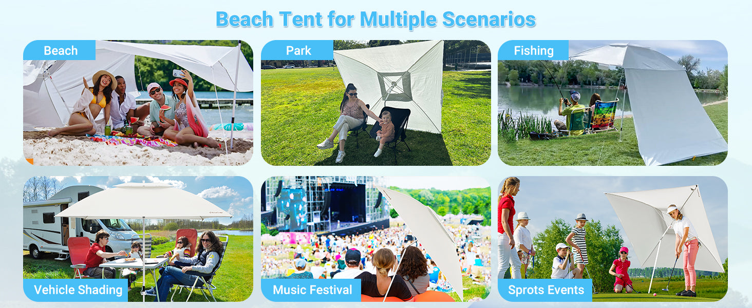 KingCamp 2-in-1 Beach Umbrella and Beach Shade Canopy