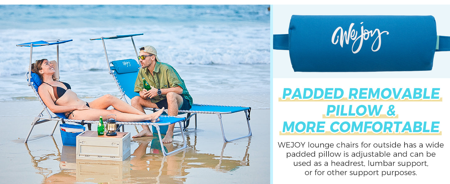 WEJOY Classic Portable Lounge Chair with Canopy Sun Shade