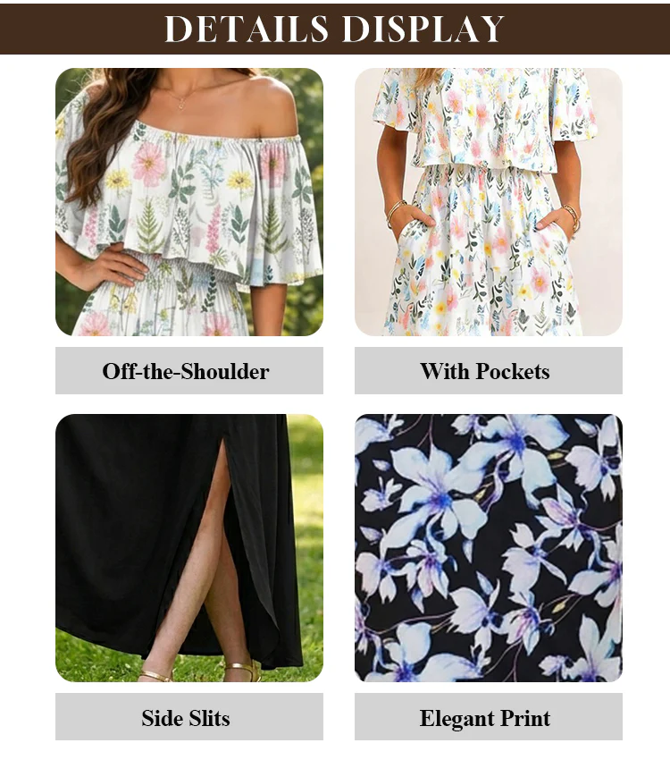 Off the shoulder maxi dress neckline and fit