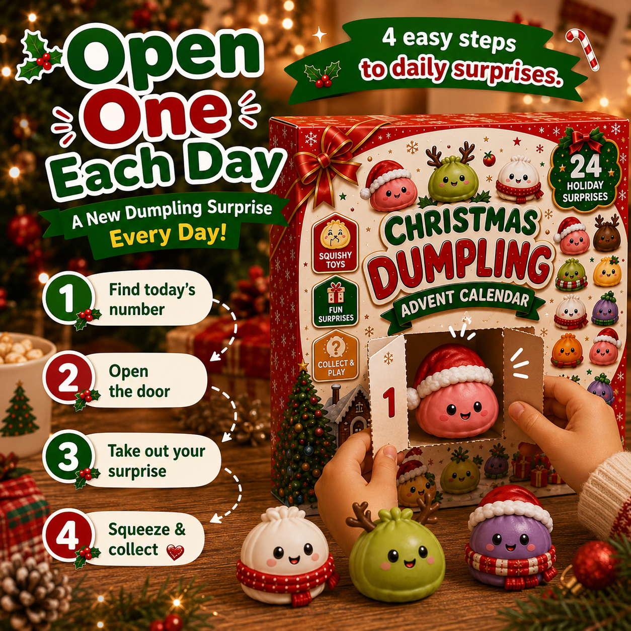 Variety of 24 cute Christmas dumpling figures lineup