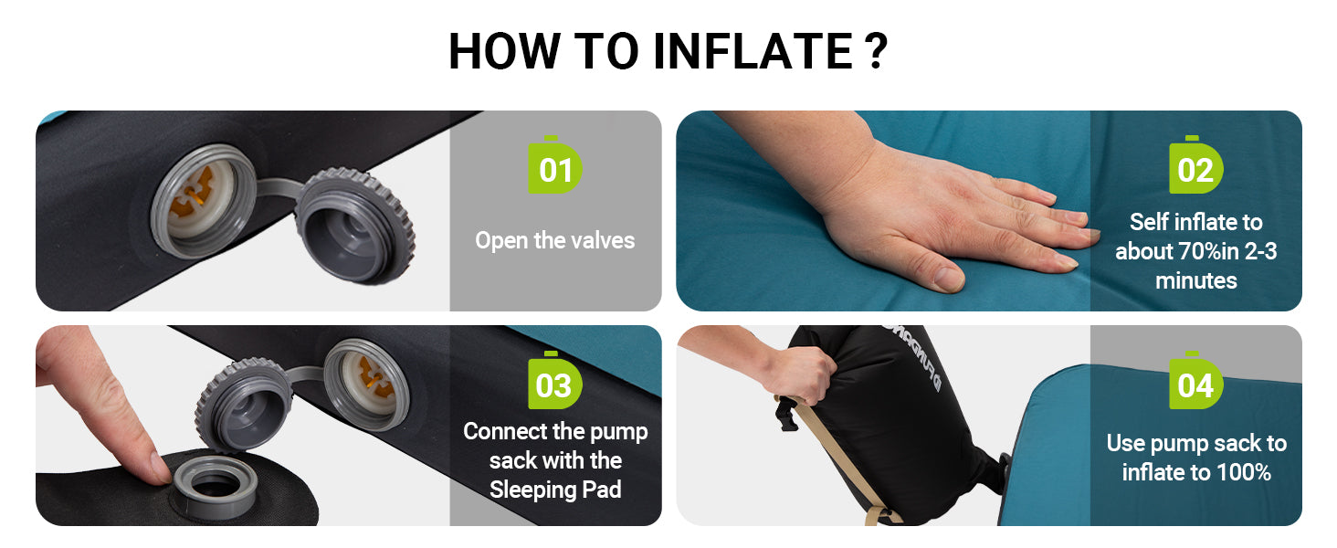 FUNDANGO Self Inflating Sleeping Pad Memory Foam Camping Mattress