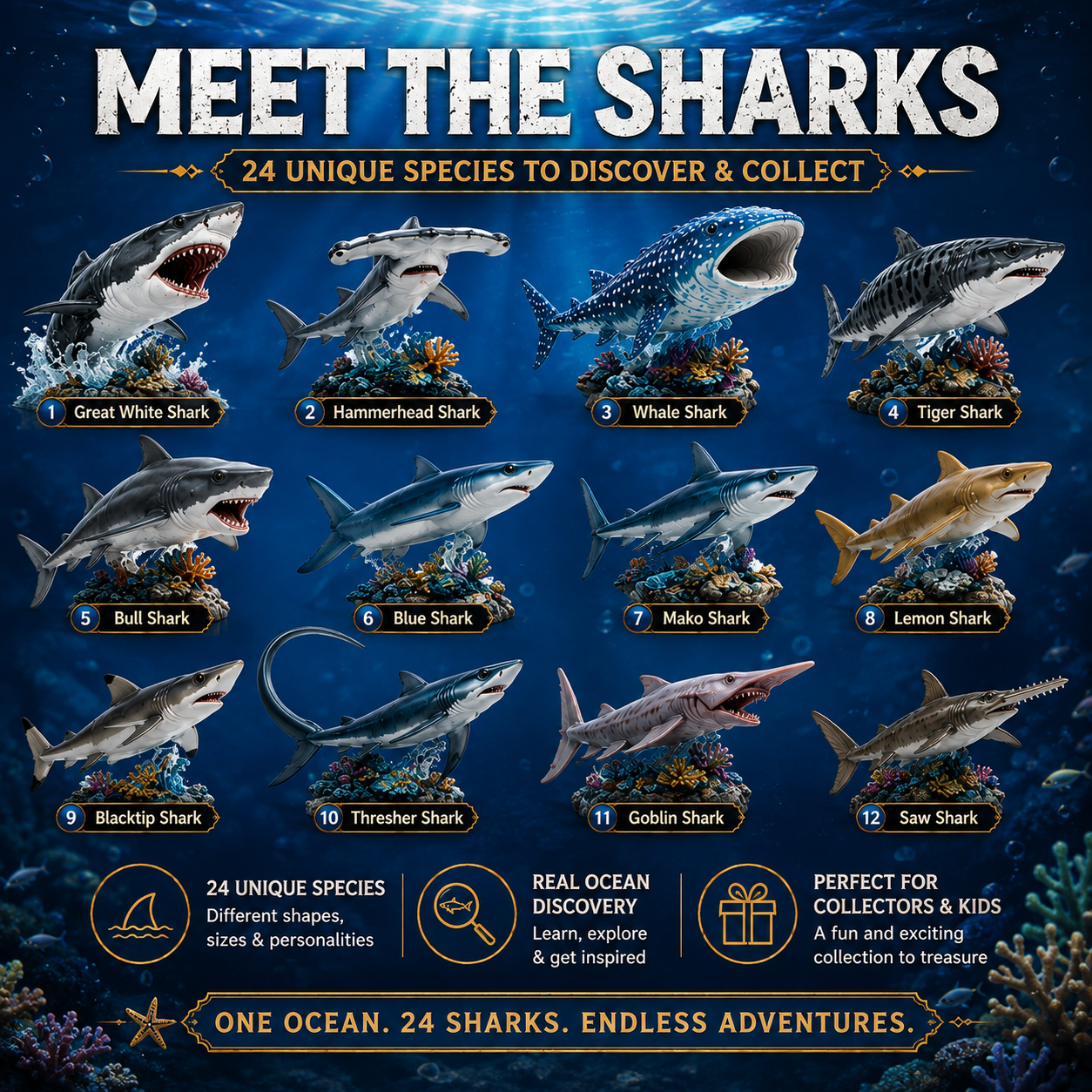 24 Different Shark Collectibles