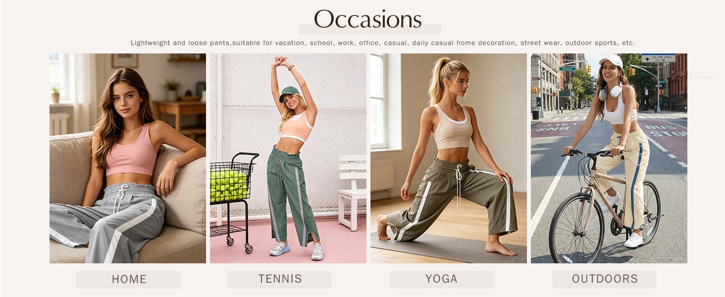UANEO Loose Barrel Pants for Women Quick Dry Lightweight Hiking Travel Workout Running Comfy Lounge Pants with Pockets SummerVibes