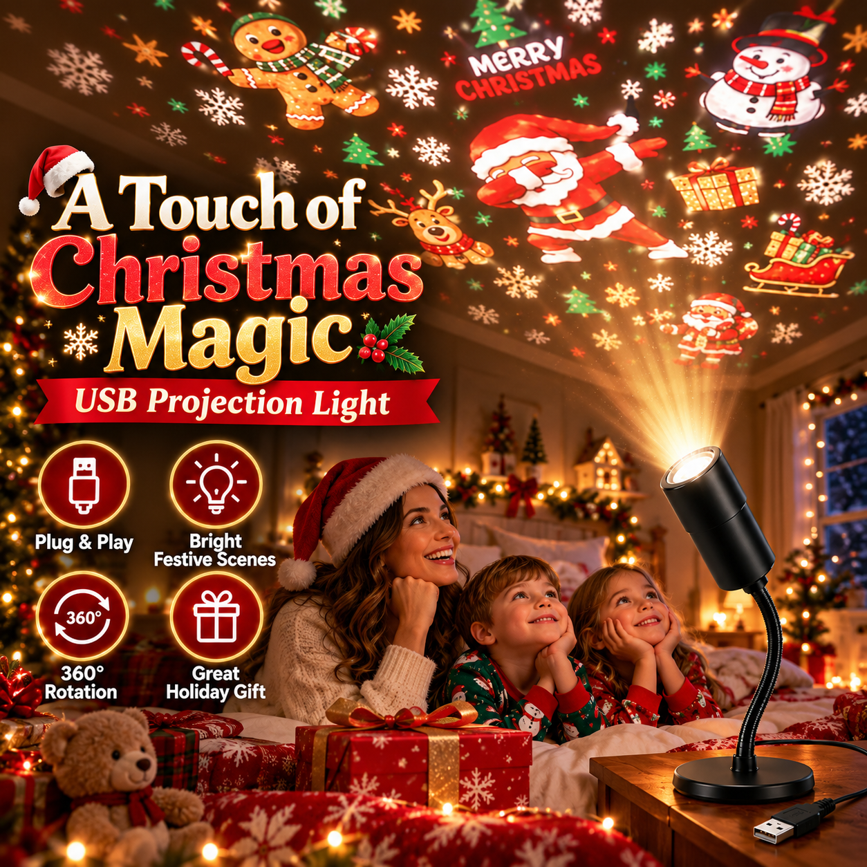 Christmas Projector Family Holiday Scene
