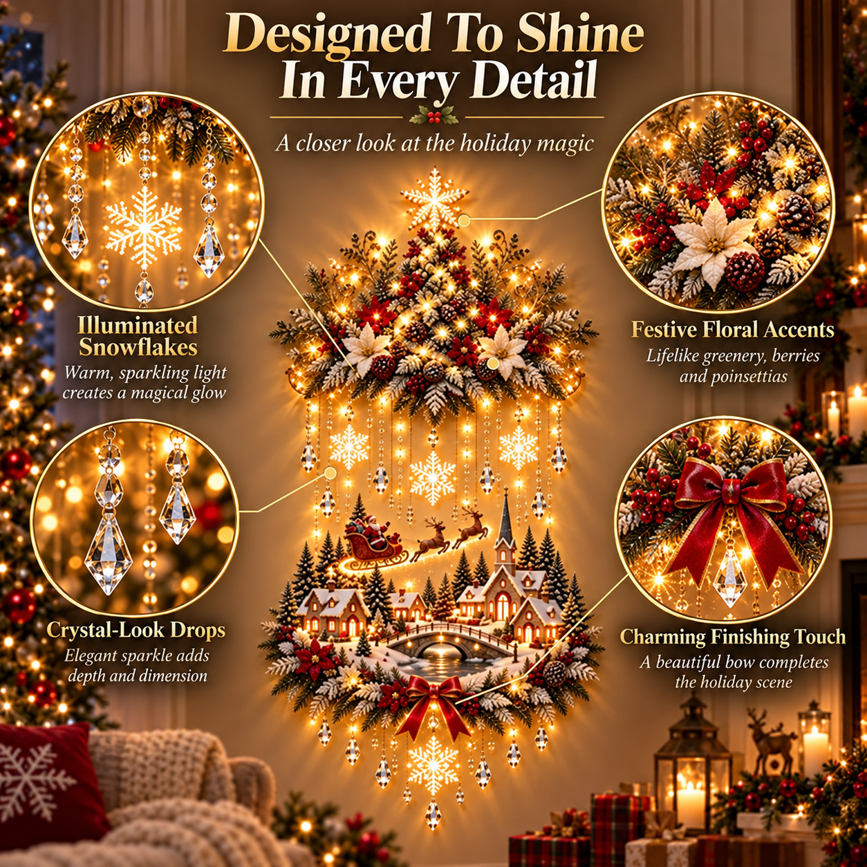 Christmas wall decoration detail features