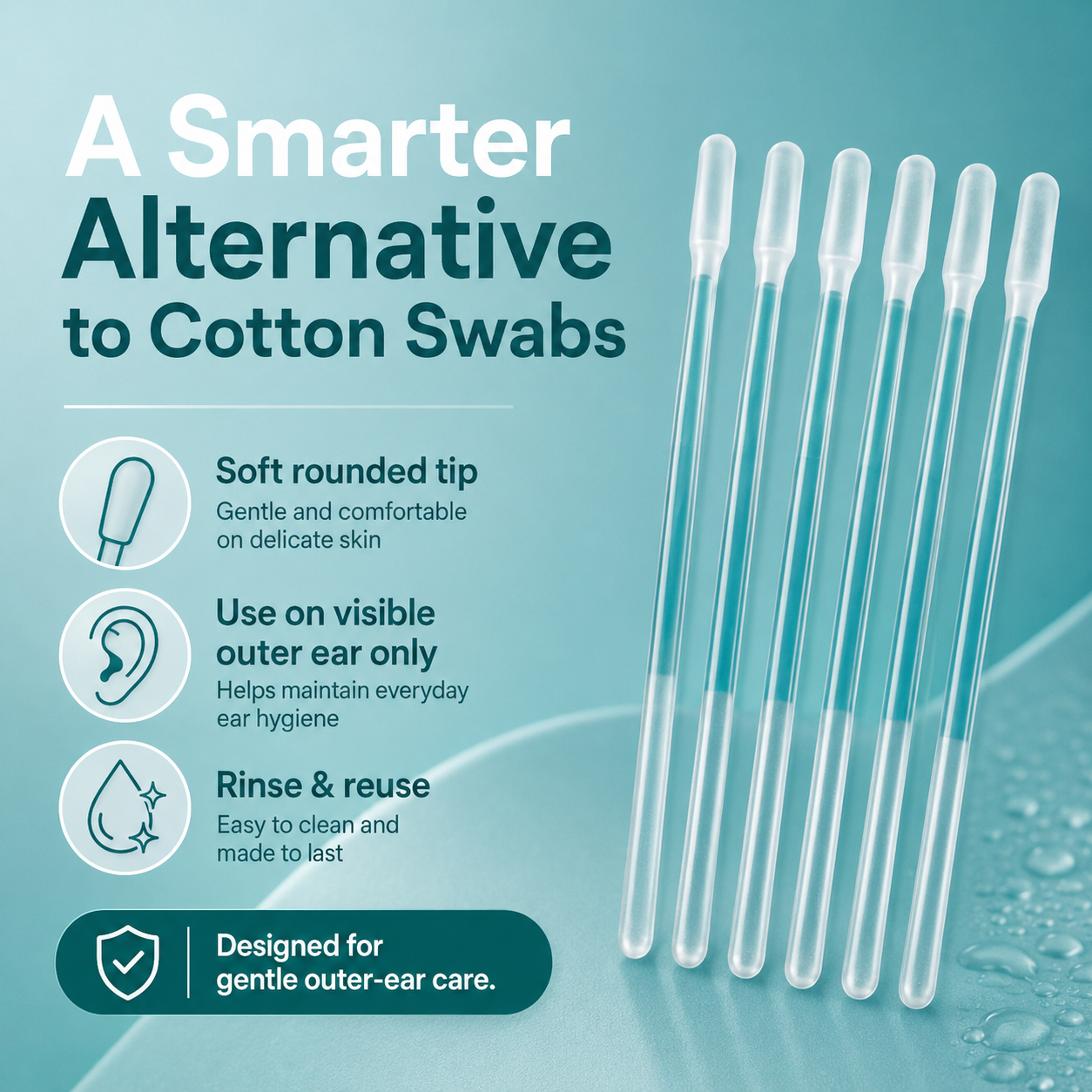 Five step usage protocol illustration for outer ear stick
