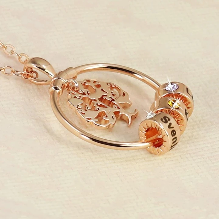 Best Gift Personalized Family Tree with Name Charms Necklace