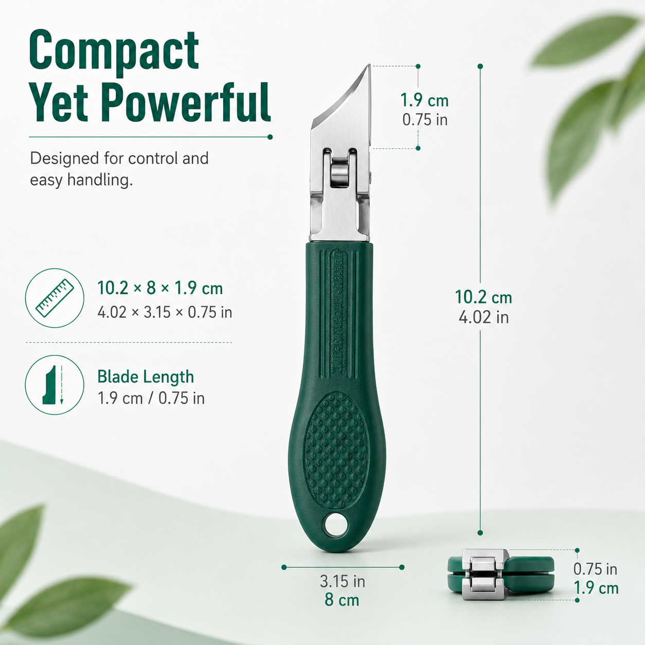 Compact nail clipper size details