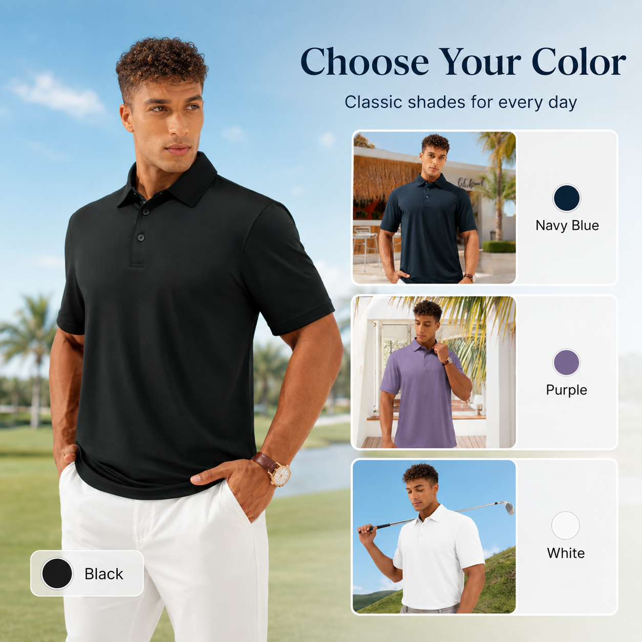 Men’s classic fit polo shirt lifestyle look