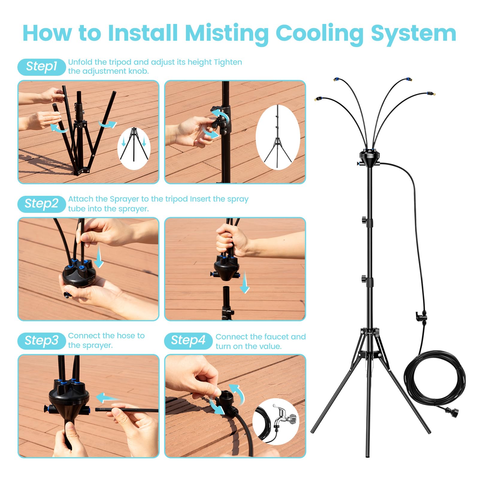 Easy setup outdoor misting system