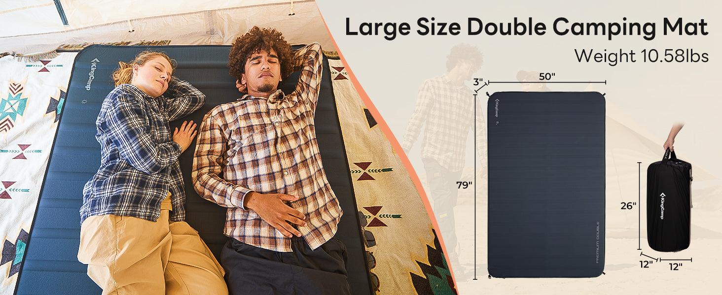 KingCamp 3D Double Self-Inflating Camping Mattress with Built-in Pump