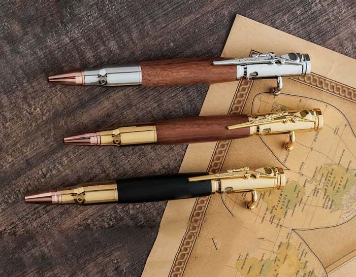 🔥HOT SALE🔥Handcrafted Bolt Action Bullet Pen with Solid Wood & Authentic Shell Casing