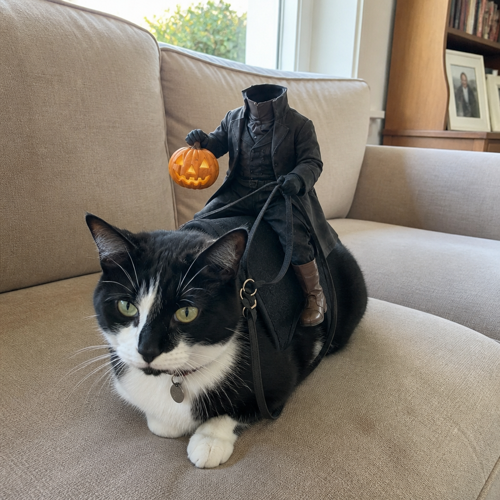 Headless Horseman rider cat costume