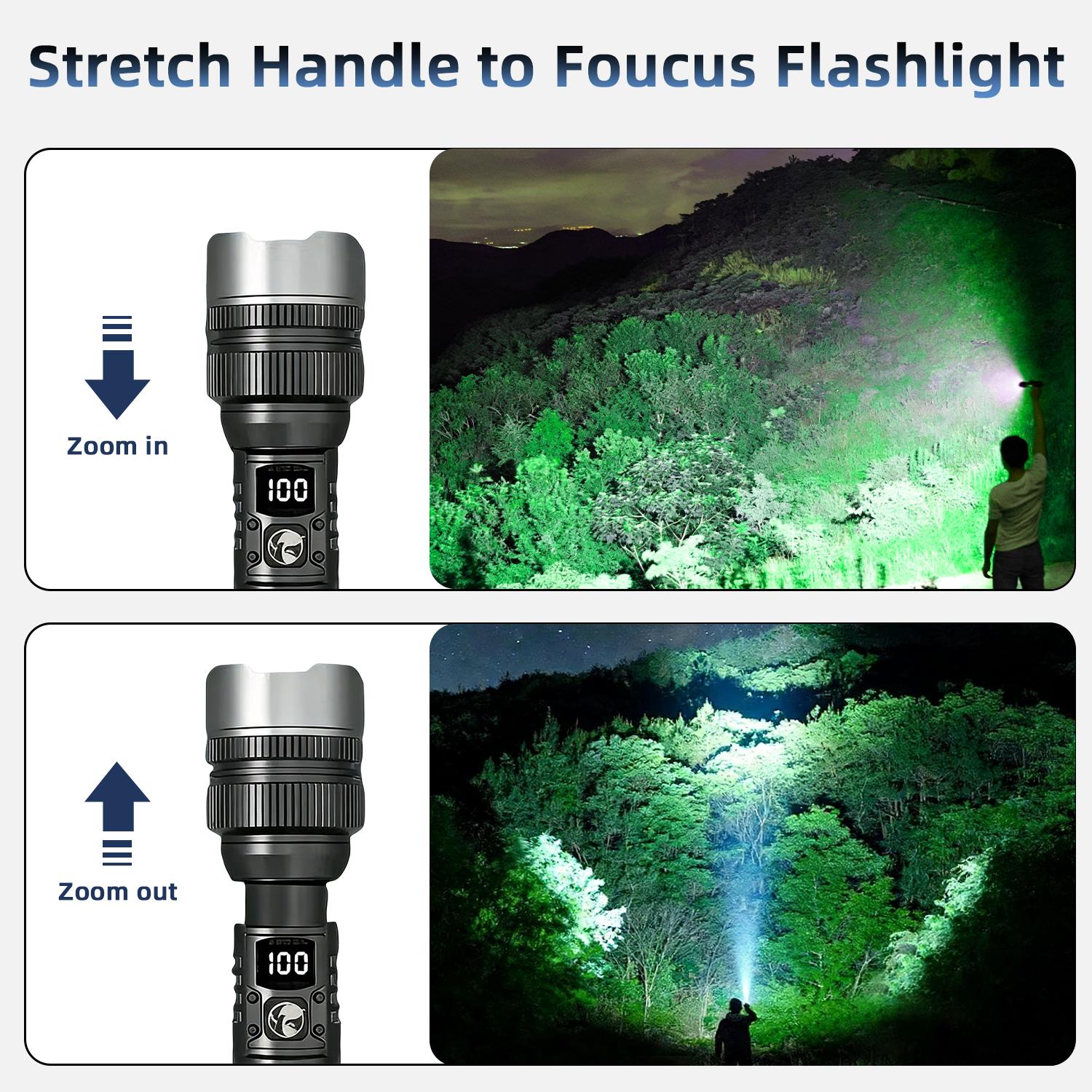 2-in-1 Strong Flashlight (Power Bank), Digital display ofpower, Rechargeable, Zoomable,, X4Waterproof,Adjustable Brightness Flash Light for Outdoor, Emergency,Camping Accessories, Black BackToSchool outdoorfun 2-in-1 Strong Flashlight (Power Bank), Digital display ofpower, Rechargeable, Zoomable,, X4Waterproof,Adjustable Brightness Flash Light for Outdoor, Emergency,Camping Accessories, Black BackToSchool outdoorfun