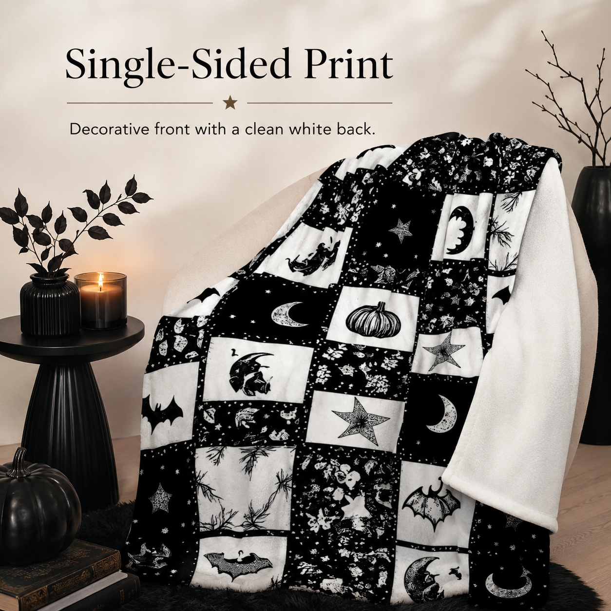 Four size comparison diagram for throw blanket