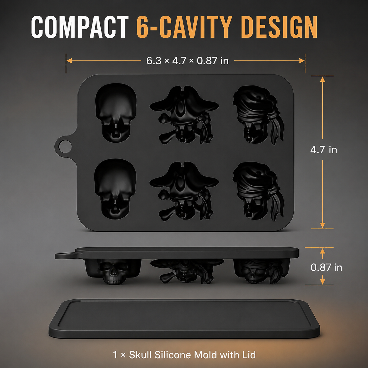 Skull silicone ice mold dimensions and package contents