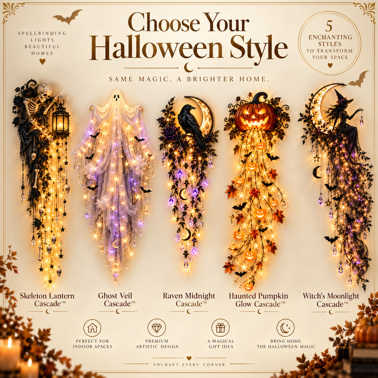 Elegant Halloween Cascade Wall Light Collection