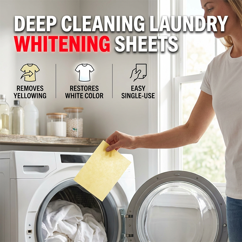 Laundry whitening sheets for yellowed white clothes